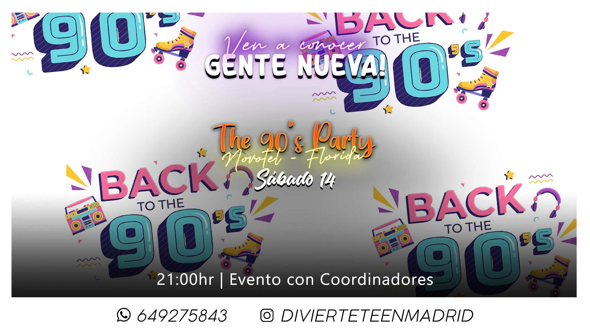 🦩⚡Back to 90 -2000 Party en Florida con previa en Novotel, Fiestón temático! 🦩