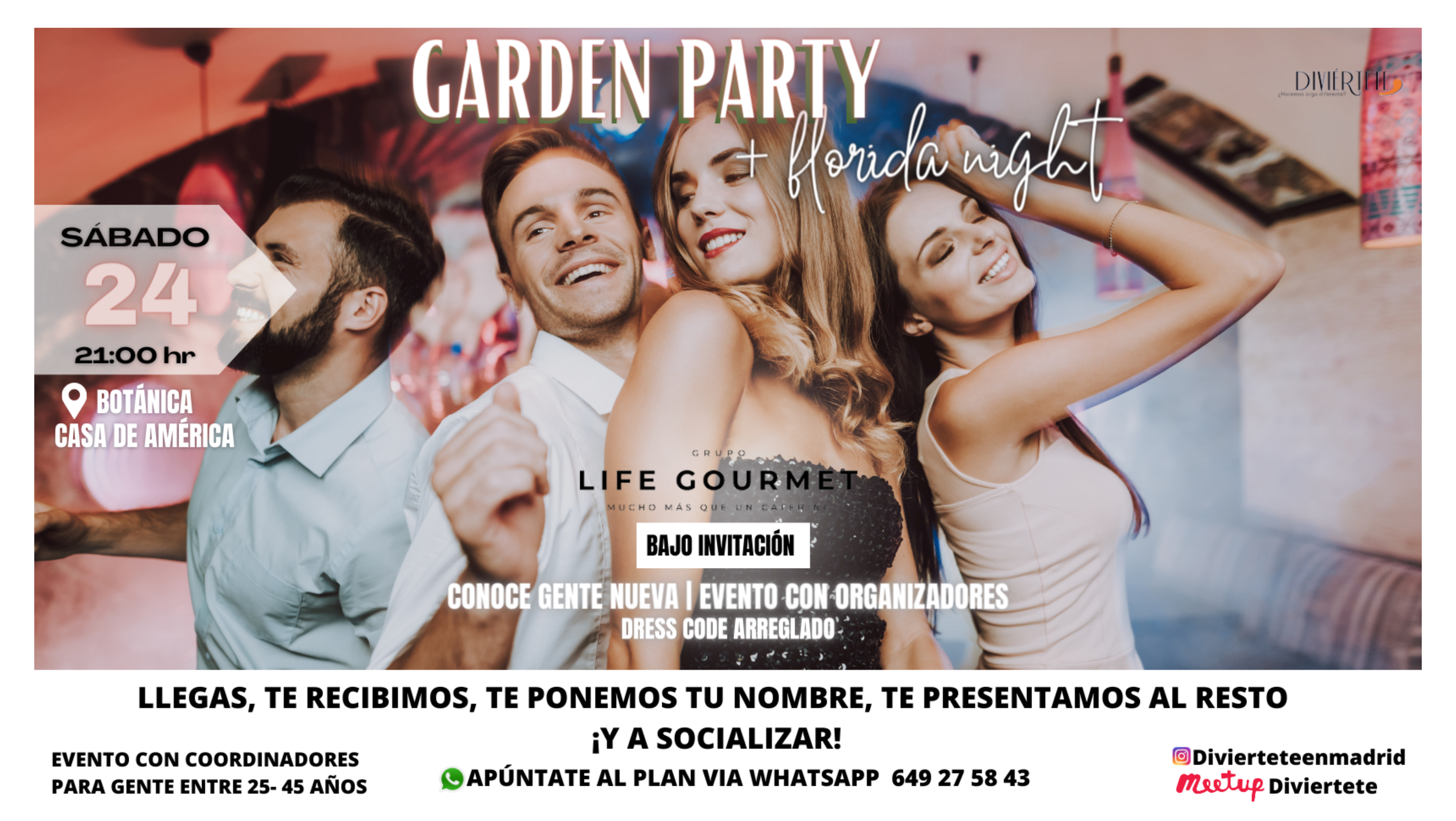 GARDEN PARTY EN CASA AMERICA Y DESPUES FLORIDA PARK! ASISTENCIA BAJO LISTA.